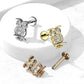 Knorpel Ohrstecker Eule Silber Gold Roségold Pavé Zirkonia Clear Piercings Chirurgenstahl Schraubverschluss Stab 6/8mm lang