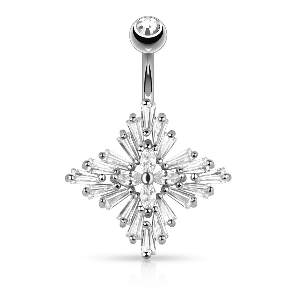 Bauchnabelpiercing Set 1,6mm 10mm Diamant-Kreuz 21,7 x 22,3mm Nabelpiercing Chirurgenstahl Bananabell Zirkonia Silber Gold Clear