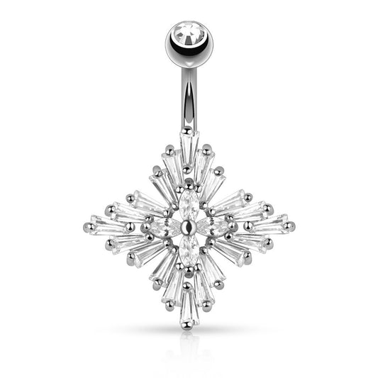 Bauchnabelpiercing Set 1,6mm 10mm Diamant-Kreuz 21,7 x 22,3mm Nabelpiercing Chirurgenstahl Bananabell Zirkonia Silber Gold Clear