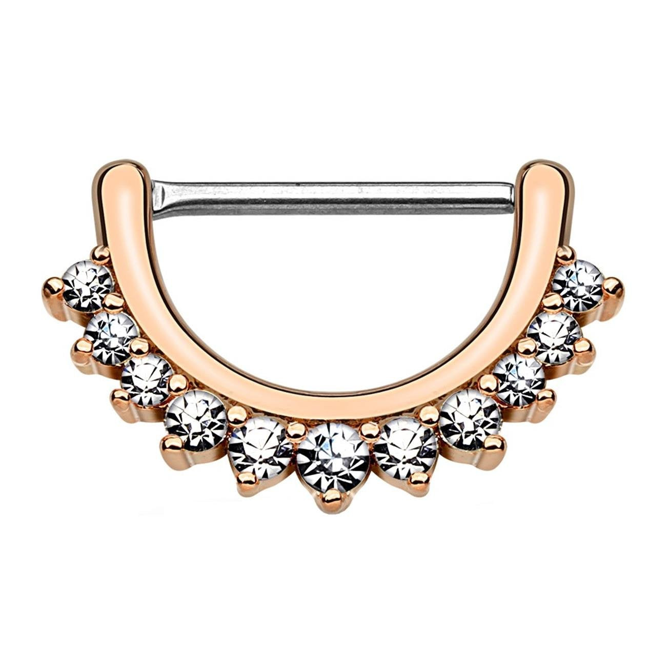 Brustwarzenpiercing ZIRKONIA-Reihe Brustpiercing Edelstahl Silber Gold Roségold Clear Stab 1,2mm 1,6mm 12mm klick-Verschluss