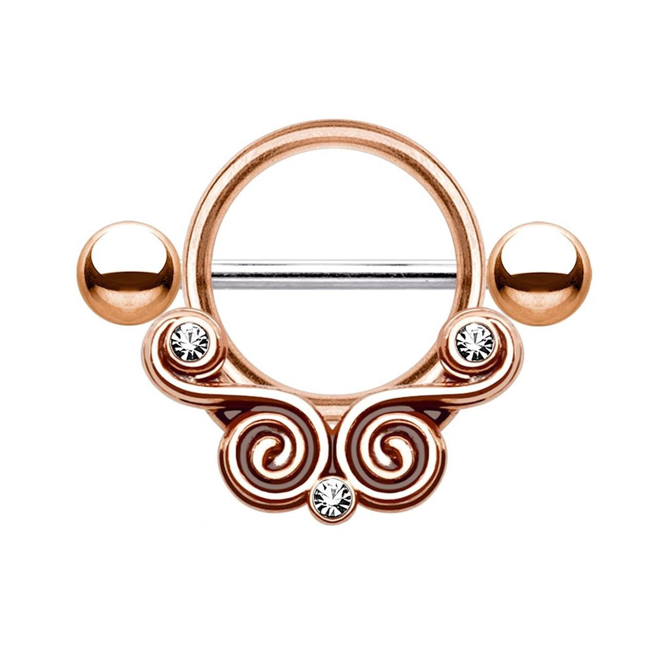 Wirbel ZIRKONIA Clear Brustwarzenpiercing Intimpiercing Brustpiercing Edelstahl 1,6mm 14mm Gold Silber ROSÈ HÄMATIT