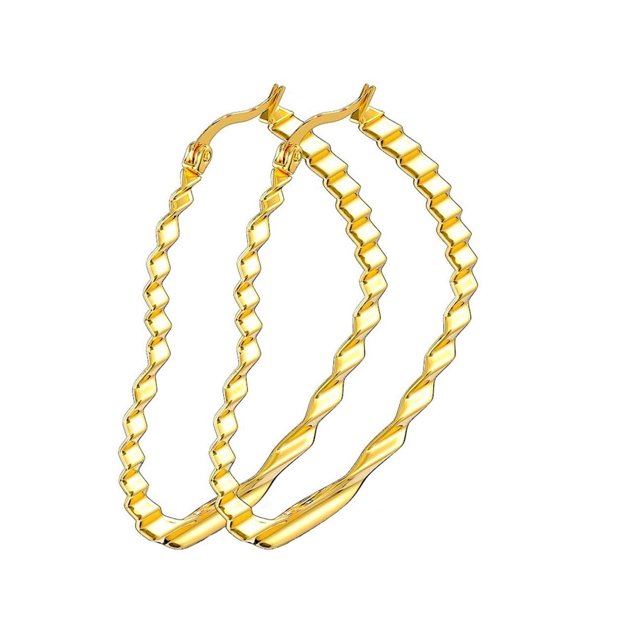 1 Paar Damen HERZ CREOLEN WELLEN-DESIGN Ohrringe Ohrstecker Chirurgenstahl Gold 30/40/50mm