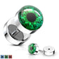 Fake Ohrplug Auge Ohrpiercing Ohrschmuck Chirurgenstahl Schraubverschluss Silber Blau Grün Rot 8mm