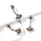 Bauchnabelpiercing Doppel Kristall Fächer Tribal Nabelpiercing Chirurgenstahl Bananabell Silber Gold Roségold Clear Stab 1,6/10mm