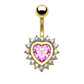 Bauchnabelpiercing ZIRKONIA Herz Nabelpiercing Chirurgenstahl Bananabell 14kt Vergoldet Silber Multicolor Stab 1,6/10mm