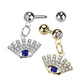 Knorpel Ohrstecker Lucky Eye Anhänger Zirkonia Clear Blau Silber Gold Piercings Chirurgenstahl Schraubverschluss Stab 6mm lang
