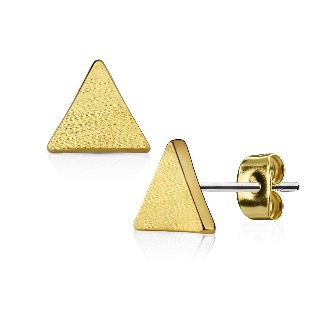 1 Paar Ohrringe Set Stecker Edelstahl Chirurgenstahl Dreieck gebürstet silber roségold gold