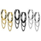 1 Paar Damen Creole Doppel-Kette Anhänger Ohrringe Silber Gold Schwarz