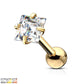 1 Knorpel Ohrstecker Zirkonia Clear 3/4mm Quadrat Cartilage Labret Piercing Tragus viele Farben Edelstahl Schraubverschluss Steg 6/1,2mm