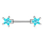 Brustwarzenpiercing ZIRKONIA Sterne Brustpiercing Intimpiercing CHIRURGENSTAHL Silber Clear Pink Aqua Stab 1,6mm 12mm
