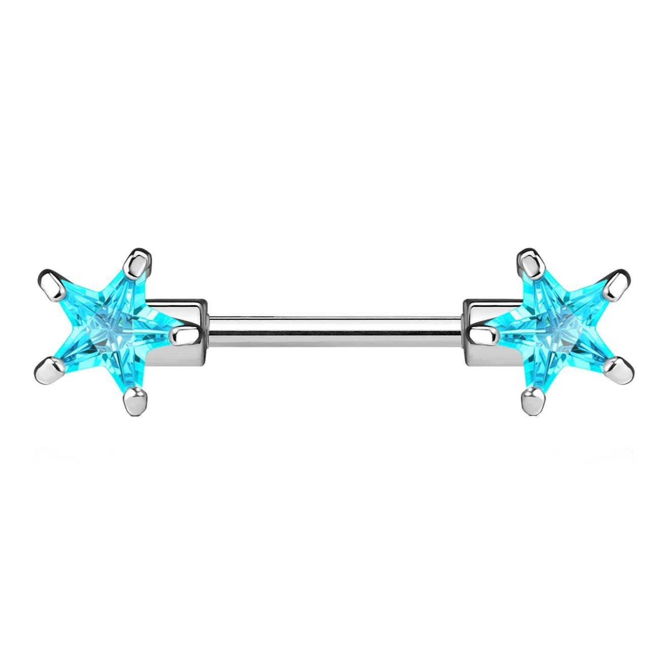 Brustwarzenpiercing ZIRKONIA Sterne Brustpiercing Intimpiercing CHIRURGENSTAHL Silber Clear Pink Aqua Stab 1,6mm 12mm