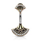 Bauchnabelpiercing Doppel Kristall Fächer Tribal Nabelpiercing Chirurgenstahl Bananabell Silber Gold Roségold Clear Stab 1,6/10mm
