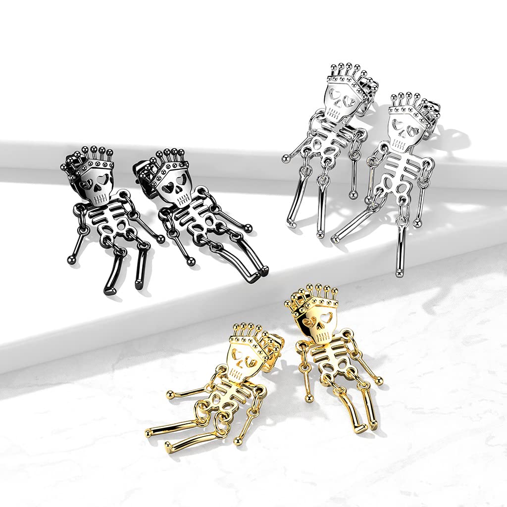 1 Paar Damen e Skelett Anhänger Ohrstecker Ohrringe Silber Gold Schwarz