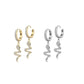 1 Paar Damen Creolen Ohrhänger Anhänger Schlange Pavé Zirkonia Clear Ohrringe Ohrstecker Silber Gold