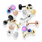 1 Knorpel Ohrstecker Flat Top Rund Cartilage Labret Piercings Tragus viele Farben Edelstahl Schraubverschluss Steg 6,5/1,2mm