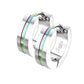 1 Paar Damen sandgebürstete CREOLE Mitte farbiger Streifen Ohrringe Ohrstecker Chirurgenstahl Silber Bunt 4,3mm