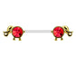 Brustwarzenpiercing Elefant ZIRKONIA Brustpiercing Intimpiercing Edelstahl Gold Silber Roségold Stab 1,6mm 14mm