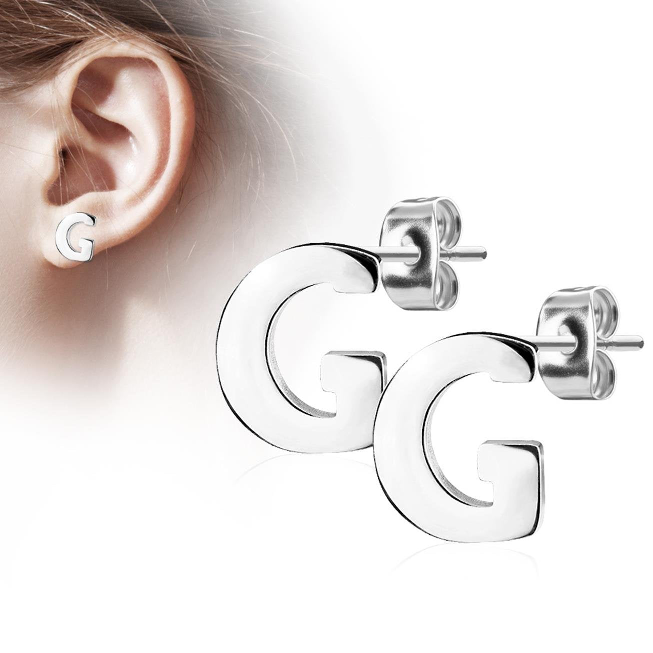 1 Paar Ohrstecker ALPHABET INITIALEN e Ohrringe Schmuck Set Edelstahl Silber Roségold