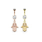 Bauchnabelpiercing Set 1,6mm 10mm Hamsa 16,2 x 13,1mm Nabelpiercing Chirurgenstahl Bananabell Zirkonia Farbe Weiß in Gold Roségold
