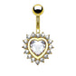 Bauchnabelpiercing ZIRKONIA Herz Nabelpiercing Chirurgenstahl Bananabell 14kt Vergoldet Silber Multicolor Stab 1,6/10mm