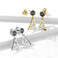 1 Paar Damen Ohrstecker schwarzer Enamel Dreieck-Anhänger Zirkonia Clear Chirurgenstahl Ohrringe Ohrhänger Silber Gold