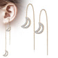 1 Paar Damen Ohrringe Durchzieher Kristall Pavé Clear Halbmond-Anhänger Ohrringe Ohrstecker Chirurgenstahl Silber Gold Roségold