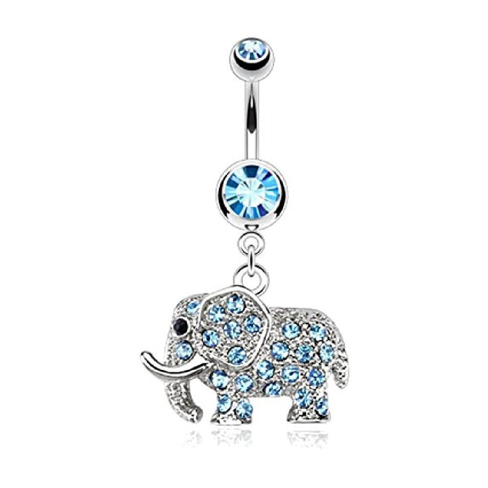 Bauchnabelpiercing Elefant Anhänger Stab 1,6mm 10mm Nabelpiercing Chirurgenstahl Bananabell Zirkonia Silber Pink Aqua Clear