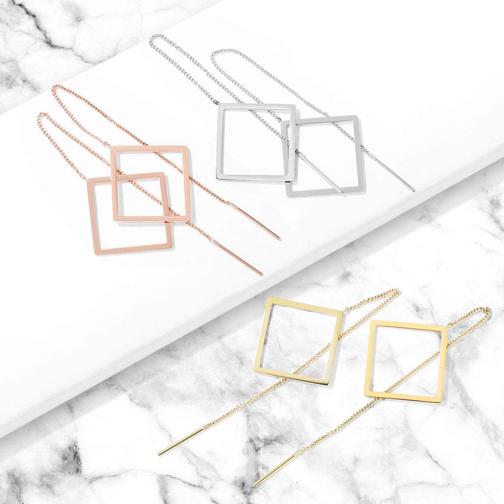 1 Paar Damen Ohrring Durchzieher Anhänger Offener Diamant Ohrringe Ohrstecker Chirurgenstahl Silber Gold Roségold