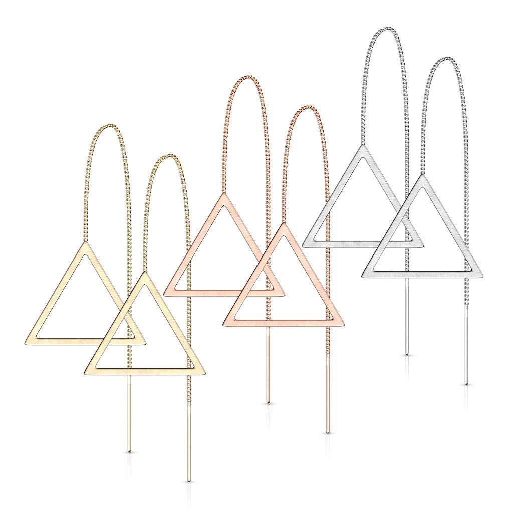 1 Paar Damen Ohrring Durchzieher Anhänger Offenes Dreieck Ohrringe Ohrstecker Chirurgenstahl Silber Gold Roségold