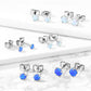 1 Paar Ohrringe Runder Opal-Design Stein 3mm 4mm 5mm Ohrstecker Chirurgenstahl Silber Opal-Blau Opal-Weiß