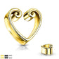 Ohrtunnel Vintage-Herz Gold Ohrpiercing Chirurgenstahl Ohrschmuck Plug 8-25mm Sattelverschluss