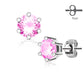 1 Paar Ohringe Ohrringe Set Stecker Edelstahl Chirurgenstahl Rund Prong Zirkonia clear gold pink aqua roségold