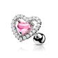 Knorpel Ohrstecker Herz Silber Clear Pink Cartilage Piercings Tragus Labret Edelstahl Schraubverschluss