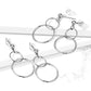 1 Paar Damen Ohrringe Kugel Doppel-Ringe Länge 38,1mm e Ohrstecker Chirurgenstahl Silber
