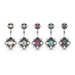 Bauchnabelpiercing Filigrane Blume 6 Zirkonia Nabelpiercing Chirurgenstahl Bananabell viele Farben Stab 1,6/10mm