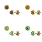 1 Paar Stud Ohrring Set Ohrstecker Chirurgenstahl vergoldet Halbedelsteine eingefasst Amethyst Grüne Jade Tigerauge Türkis