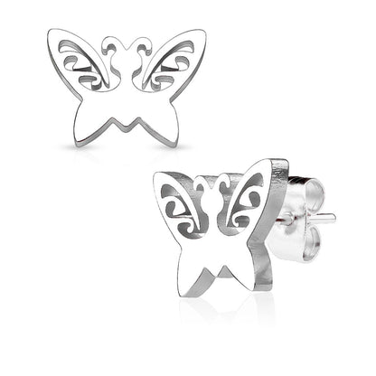1 Paar Ohrringe Set Ohrstecker Edelstahl Chirurgenstahl Schmetterling gold silber