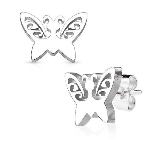 1 Paar Ohrringe Set Ohrstecker Edelstahl Chirurgenstahl Schmetterling gold silber