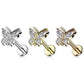 Knorpel Ohrstecker Schmetterling Silber Gold Roségold 4 Zirkonia Clear Piercings Chirurgenstahl Schraubverschluss Stab 6/8mm lang
