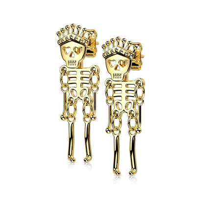 1 Paar Damen e Skelett Anhänger Ohrstecker Ohrringe Silber Gold Schwarz