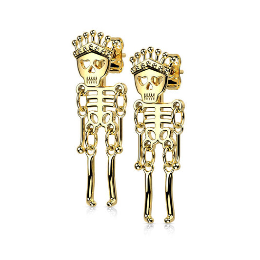 1 Paar Damen e Skelett Anhänger Ohrstecker Ohrringe Silber Gold Schwarz