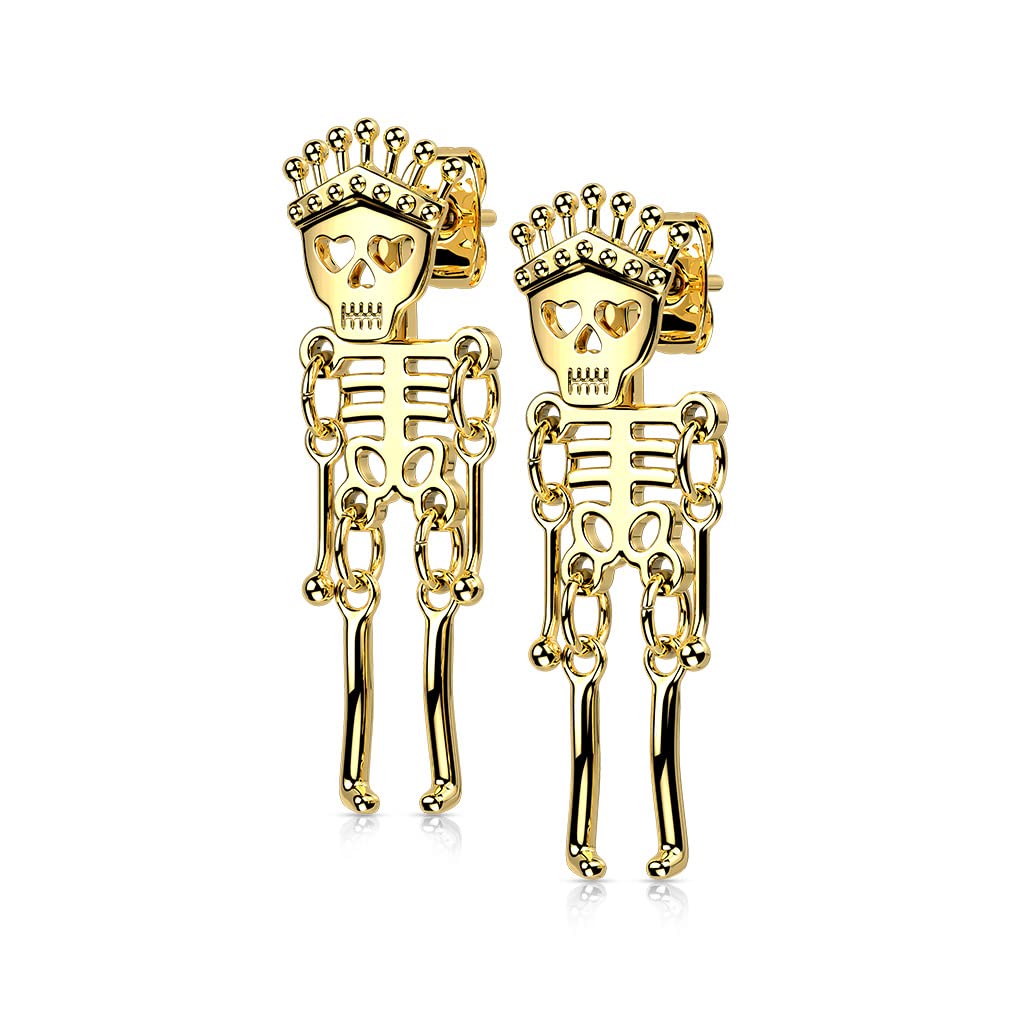 1 Paar Damen e Skelett Anhänger Ohrstecker Ohrringe Silber Gold Schwarz