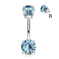 Bauchnabelpiercing DOPPEL-ZIRKONIA 5/7mm Nabelpiercing Chirurgenstahl Bananabell Multicolor Stab 1,6/10mm