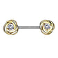 Brustwarzenpiercing 2 ZIRKONIA Rosen Brustpiercing Nippelpiercing Edelstahl Silber Roségold Gold Stab 1,6mm 14mm