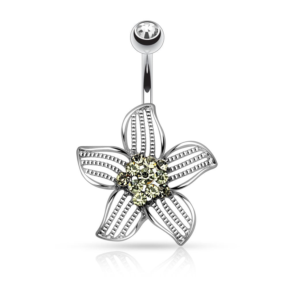 Bauchnabelpiercing Set 1,6mm 10mm Blume Nabelpiercing Edelstahl Chirurgenstahl Bananabell Zirkonia Kristalle Silber Gold Roségold