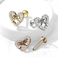 Knorpel Ohrstecker Herz Schleife Silber Gold Roségold Pavé Zirkonia Clear Piercings Chirurgenstahl Schraubverschluss Stab 6/8mm lang