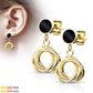 1 Paar Damen e Schwarze Emaille Anhänger verflochtene Kreise Ohrringe Ohrstecker Chirurgenstahl Gold Roségold Silber 12,3mm