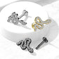 Knorpel Ohrstecker Schlange Silber Gold Schwarz Pavé Zirkonia Clear Piercings Chirurgenstahl Schraubverschluss Stab 6/8mm lang