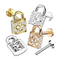 Knorpel Ohrstecker Schloss Silber Gold Roségold Pavé Zirkonia Clear Piercings Chirurgenstahl Schraubverschluss Stab 6/8mm lang