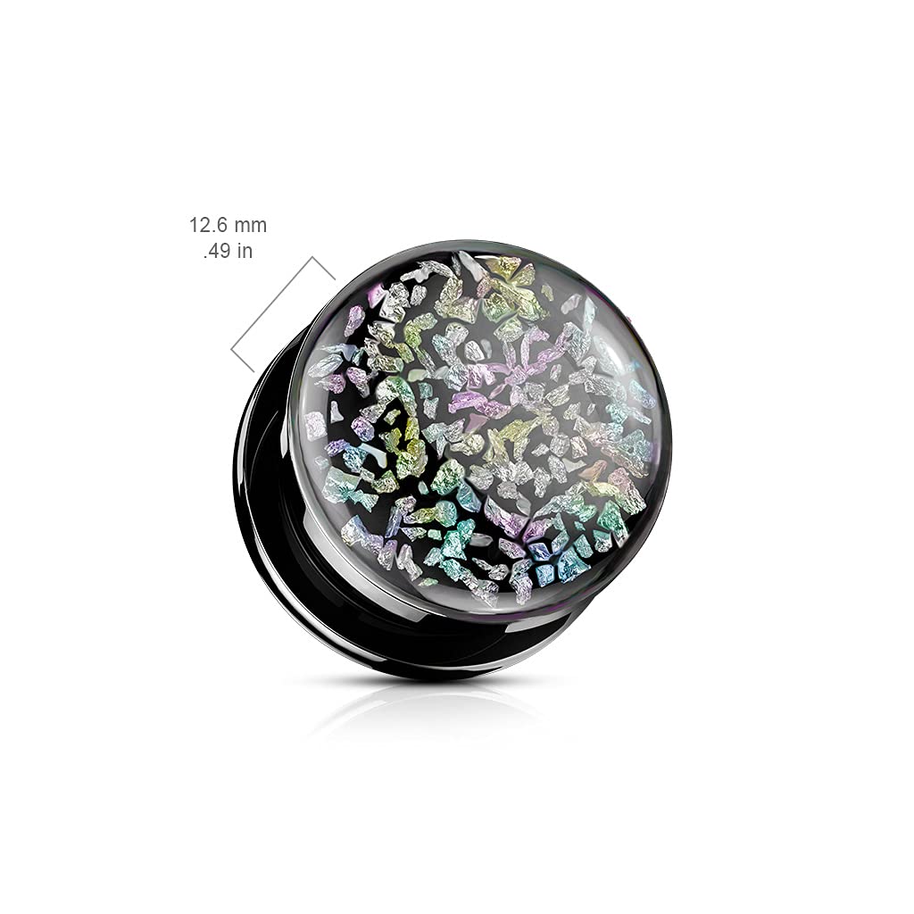 Ohrtunnel Regenbogen Fossilien Schwarz Chirurgenstahl Ohrpiercing Ohrschmuck Plug Screw Fit Schraubverschluss 6-25mm